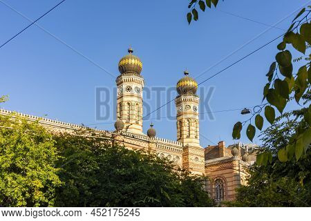 Towers Of Dohany Synagogue (largest In Europe) In Center Of Budapest, Hungary