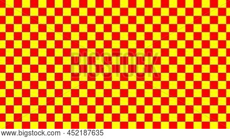 16:9 Size Abstract Red And Light Yellow Chess Board Background.color Squares In A Checkerboard Patte