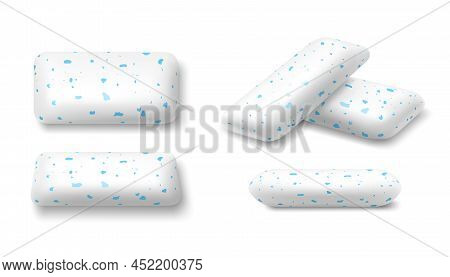 White Mint Chewing Gum Set For Ads And Package Element, Chewing Bubble Gum Mockups, Chewing Pads Iso