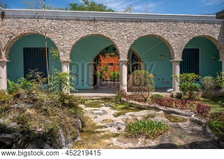 Valladolid, Mexico - March 25, 2022: View Of Buildings At Cenote Saamal In The Riviera Maya.