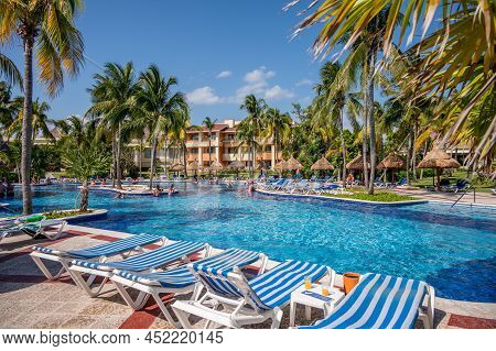 Tulum, Mexico - March 29, 2022: View Of Hotel Pools At The Bahia Principe Grand Coba In The Riviera 