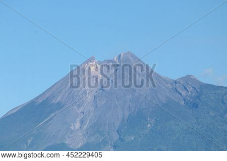 Mount Merapi Crater In Yogyakarta, Indonesia Volcano Landscape View