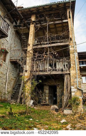An Historic Derelict Residential Building In Poffabro, A Medieval Village In The Val Colvera Valley 