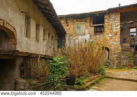 Historic Disused Residential Buildings In Poffabro, A Medieval Village In The Val Colvera Valley In 