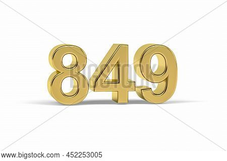 Golden 3d Number 849 - Year 849 Isolated On White Background - 3d Render