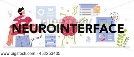 Neurointerface Typographic Header. Interactive Communication, Artificial Intel