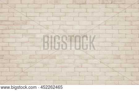 Beige Brick Wall Texture Background. Brickwork And Stonework Flooring Backdrop Interior Design Home