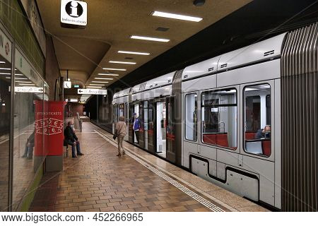 Gelsenkirchen, Germany - September 17, 2020: U-bahn Station In Gelsenkirchen, Germany. It Is Part Of