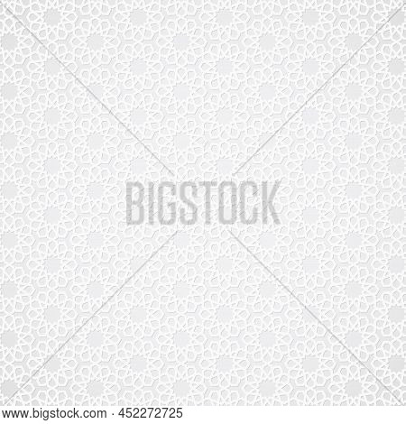 Arabic Pattern Background. Islamic Ornament Vector. Geometric 3d Shape. Texture Arabian Traditional 