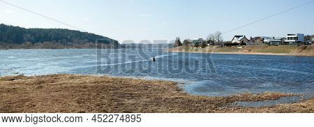 The Early Spring Panoramic View Of Neman And Nevezis River Confluence, The Second One In Kaunas City
