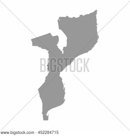 Mozambique Country Silhouette. High Detailed Map. Solid Grey Vector Illustration Isolated On White B