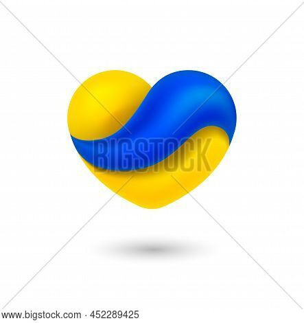 Ukraine Flag In A Heart Shape - Vector Illustration Isolated On White Background