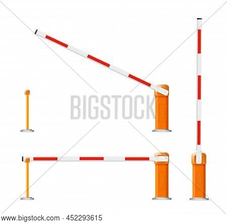 Barrier Flock.parking Zone Turnpike On White Background Vector Illustration.railroad And Parking Zon