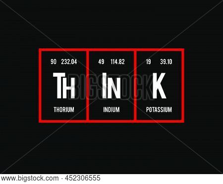 Think - Periodic Table Of Elements On Black Background In Vector Illustration. For Periodic Table Po