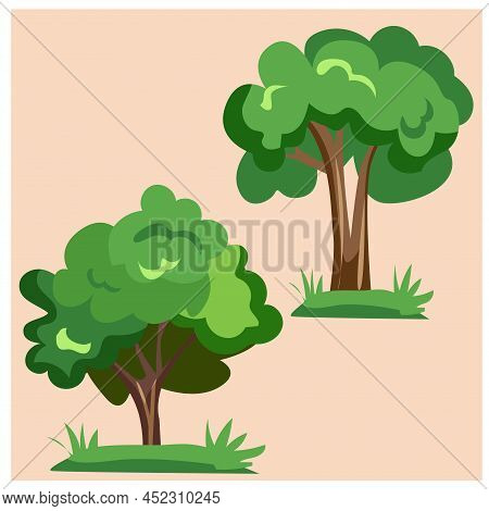 Collection Of Trees Illustrations. Complementing The Nature Of Various Media Used In Design On A Pin