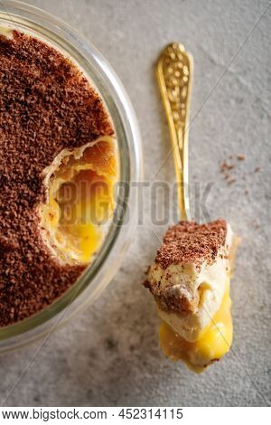 Tiramisu. Dessert With Cream For Breakfast. High Quality Photo
