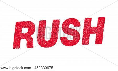 Vector Illustration Of The Word Rush In Red Ink Stamp