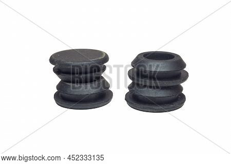 Car Body Hole Plugs. Set Of Rubber Plugs For Holes Of Car Bottom, On White Background