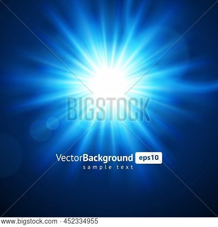 Bright Star Sun Light Natural Illumination With Sunny Glare Blue Space Star Explosion Business Backg