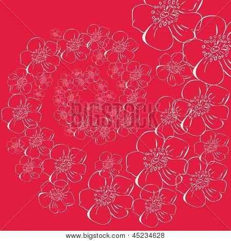 Illustrazione vettoriale di una spirale di fiori