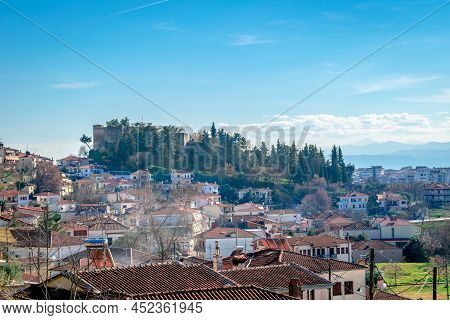 Trikala, Greece - March 14 2022: Panoramic View Of The Old Town Of Trikala, In Thessaly, Greece, Wit