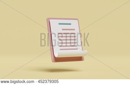 Pink Clipboard White Checklist Paper Isolated On Yellow Background. Project Plan, Business Strategy 