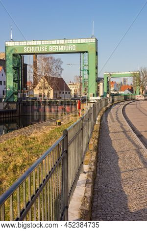 Bernburg, Germany - March 21, 2022: Old Lock In The Saale River In Bernburg, Germany