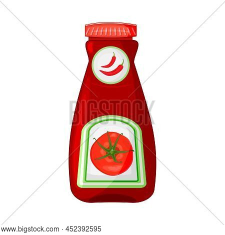 Ketchup Bottle Isolated On White Background. Red Tomato Sauce And Dressing In Plastic Package. Smoot
