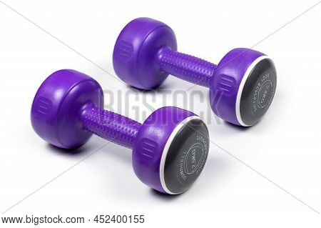 Purple Drumbells Isolated On White Background. Close Up