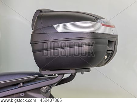 Black Plastic Top Case Strorage Box At Motorcycle