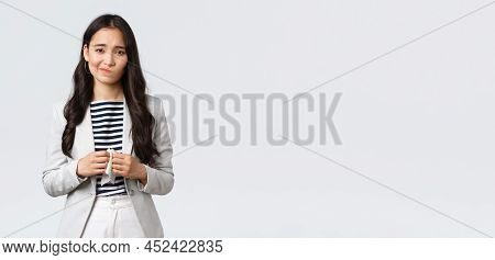 Business, Finance And Employment, Female Successful Entrepreneurs Concept. Sad And Gloomy Office Lad