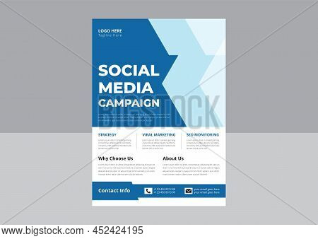 Social Media Marketing Flyer. Social Media Marketing Template Design. Cover, Poster, Leaflet, A4 Siz