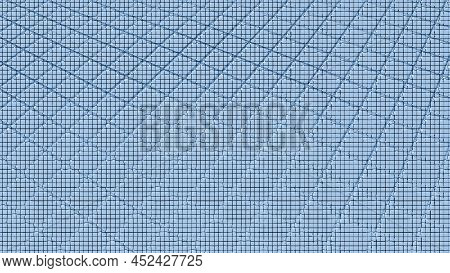 White-blue Square Matrix In Rhombuses. A Checkered Field Is Filled With Identical Squares In Squares