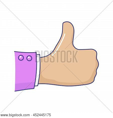 Hand Doing Thumbs Up Hand Gesture, Like Sign. Approval, Ok, Premium Quality Mark Hand Sign Cartoon V