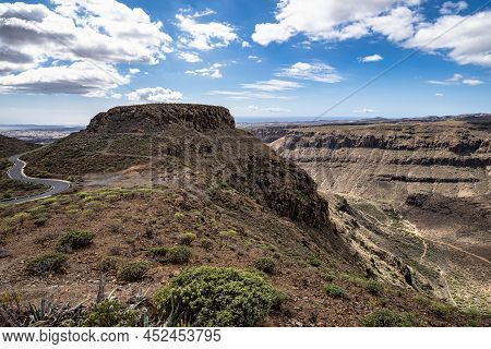 View From Degollada De Las Yeguas Viewpoint On The Barranco De Fataga At Gran Canaria, Canary Island