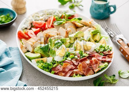 Cobb Salad With Grilled Chicken And Eggs, Traditional American Cuisine
