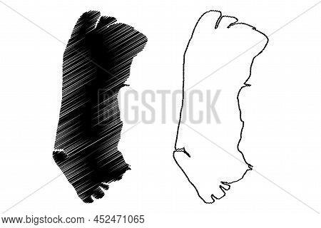 Romo Island (kingdom Of Denmark) Map Vector Illustration, Scribble Sketch Romo Map