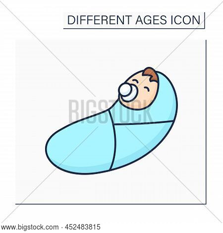 Baby Born Color Icon. Prenatal Period. Newborn Child Boy. Different Ages Concept. Isolated Vector Il