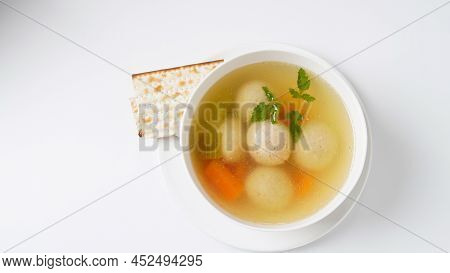 Jewish Chicken Broth With Kneidlach (balls Made With Matzo Meal)matzo Ball Soup