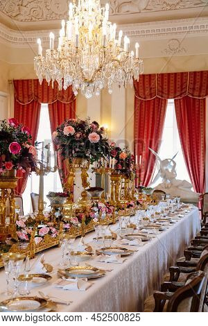 Lazne Kynzvart, Czech Republic, 7 August 2021: Metternich Representative Chateau Or Castle Interiors