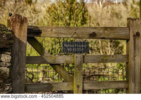 Old Country Wooden Gate With Private Sign On It