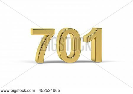 Golden 3d Number 701 - Year 701 Isolated On White Background - 3d Render