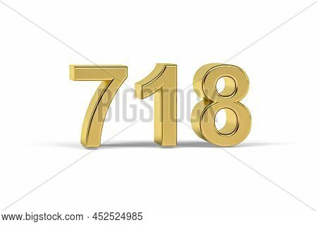 Golden 3d Number 718 - Year 718 Isolated On White Background - 3d Render