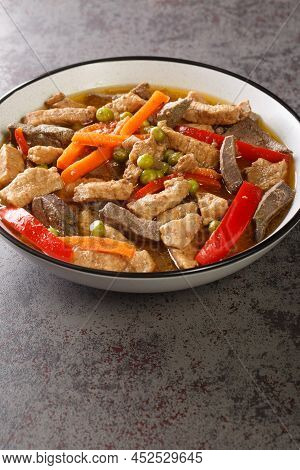 Filipino Food Igado Is A Popular Ilocano Dish Made From Pork Tenderloin And Innards With Vegetables 