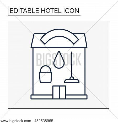 Housekeeping Line Icon. Duties And Chores Management. Cleaning, Home Maintenance Services, Cleaning 