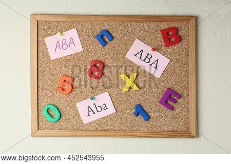 Applied Behavior Analysis Concept. Paper Notes With Abbreviation Aba, Colorful Letters And Numbers O