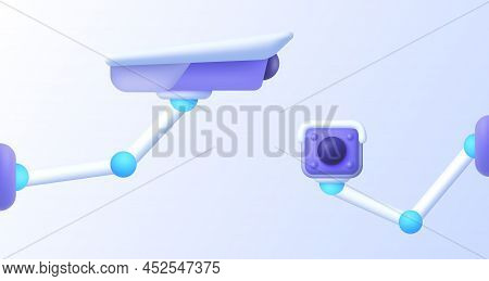 Surveillance Camera 3d In Modern Style On White Background. Modern Surveillance Camera 3d, Great Des
