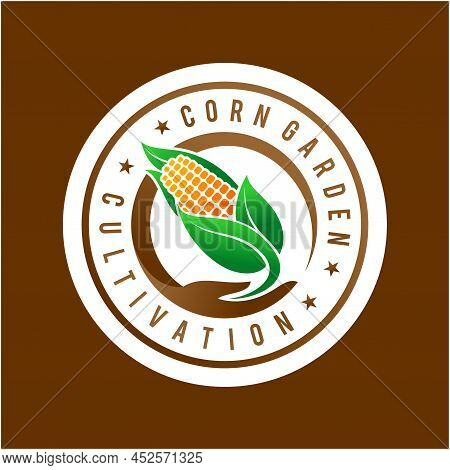 Corn Garden Logo With Cultivation Concept, Corn Garden Logo