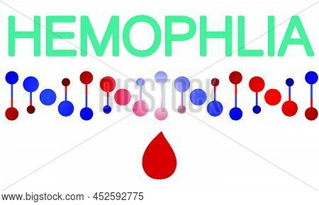 Hemophilia Dna And Blood Drop, Vector Art Illustration.