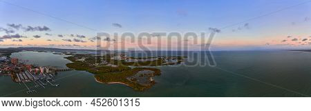 Beautiful Sunset In The Bay Of Tucacas, Falcon - Venezuela. Aerial View.